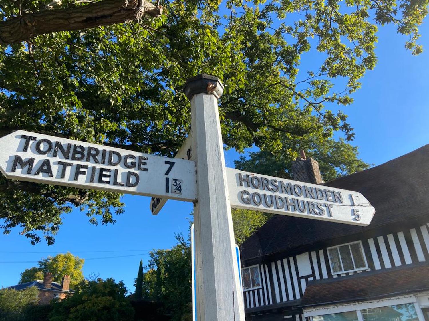sign post Tonbridge Matfield Horsmonden Goudhurst Kent