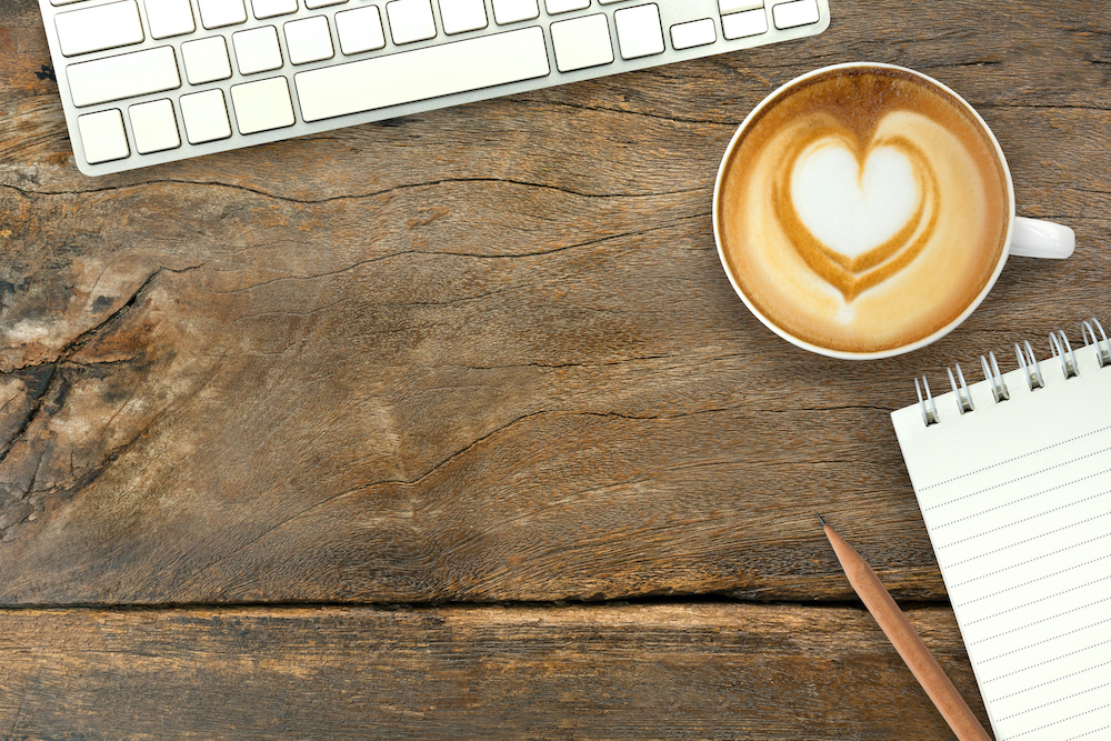 work space coffee pencil notepad life admin